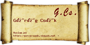 Görög Csák névjegykártya